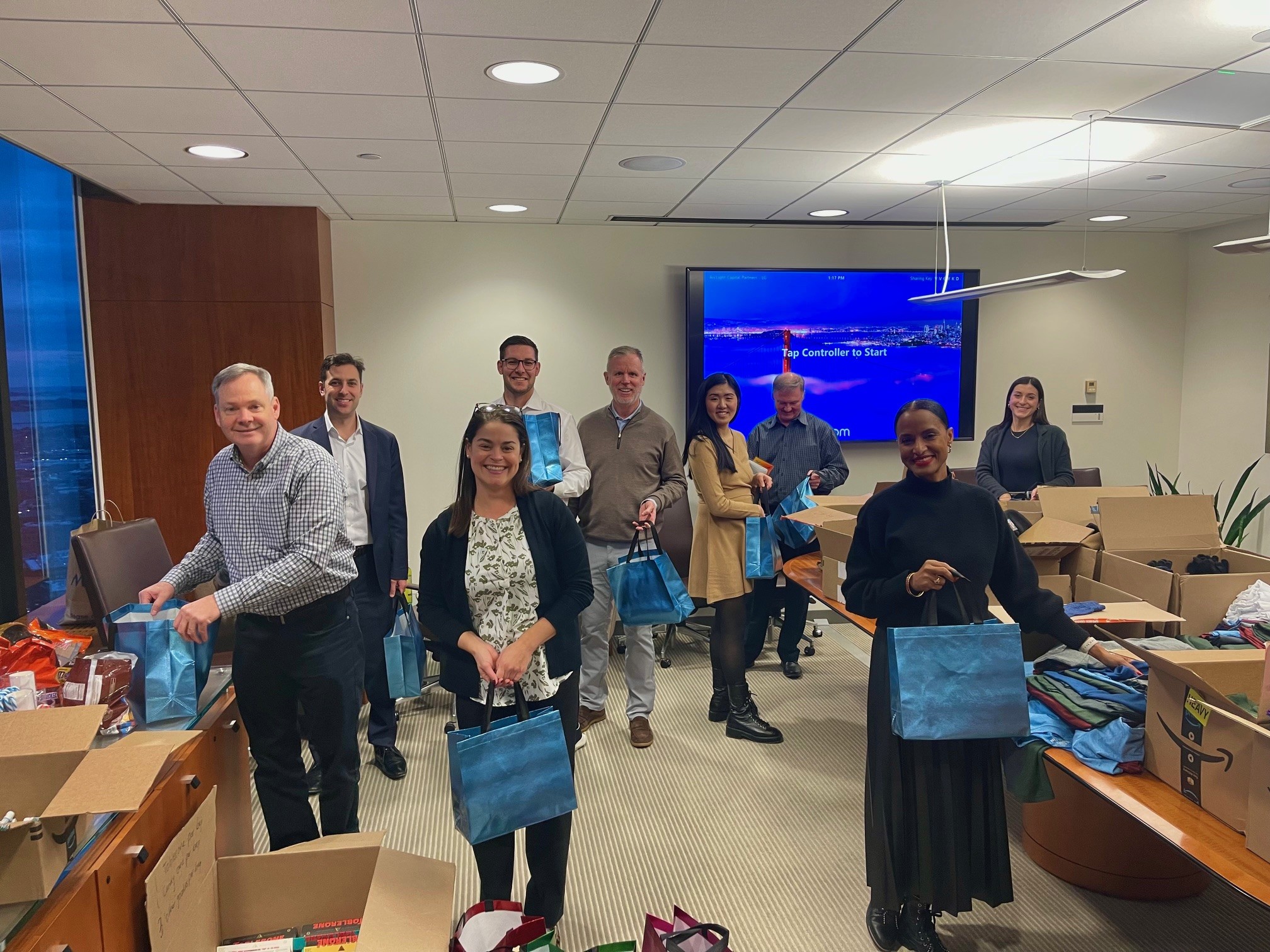 Pine Street Inn Holiday Gift Drive_blue bags